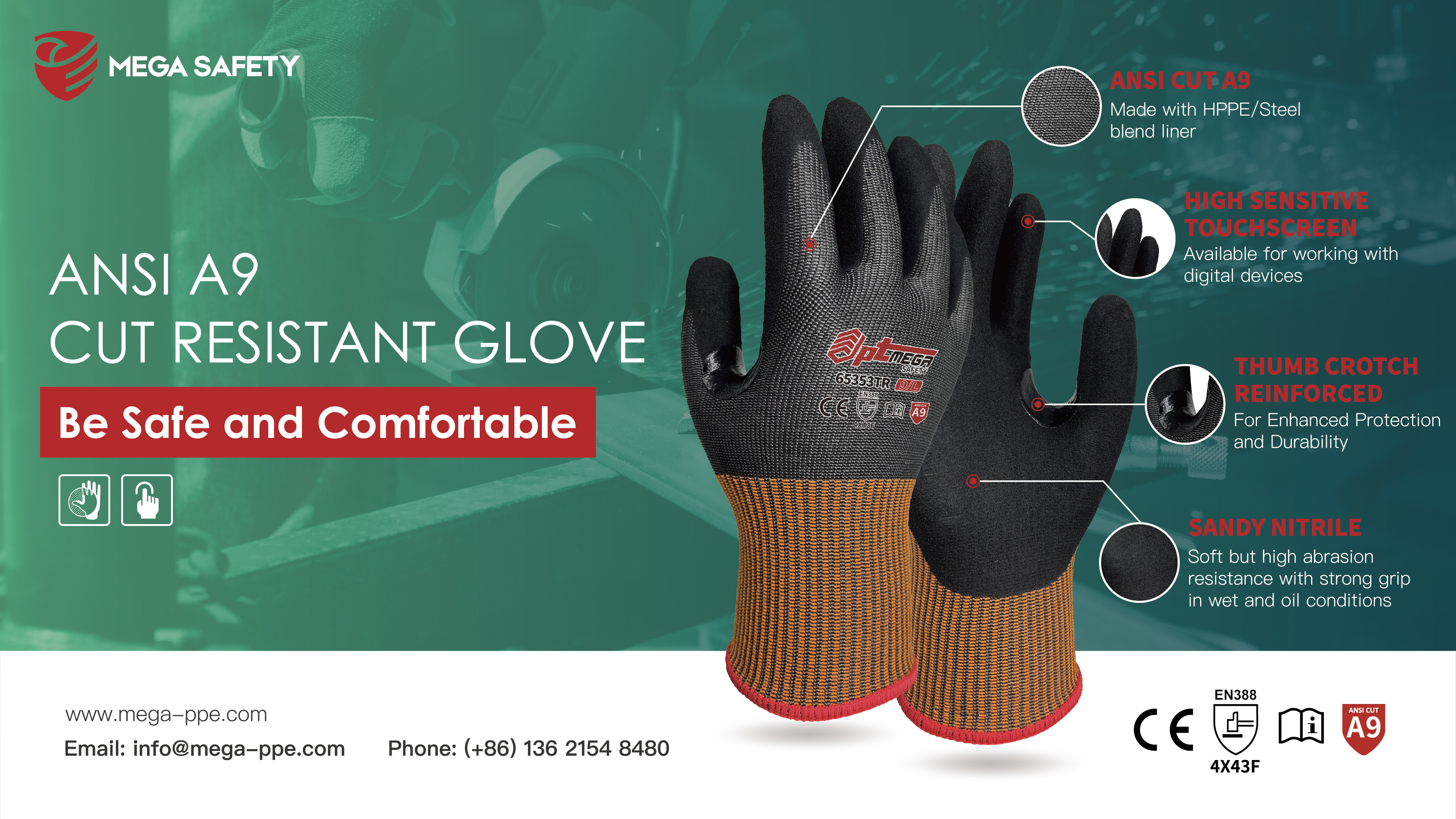 13G  CUT F A9 gloves